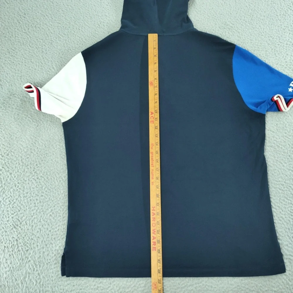 Polo Ralph Lauren Polo Shirt Mens Large Blue Hooded Colorblock Tricolor